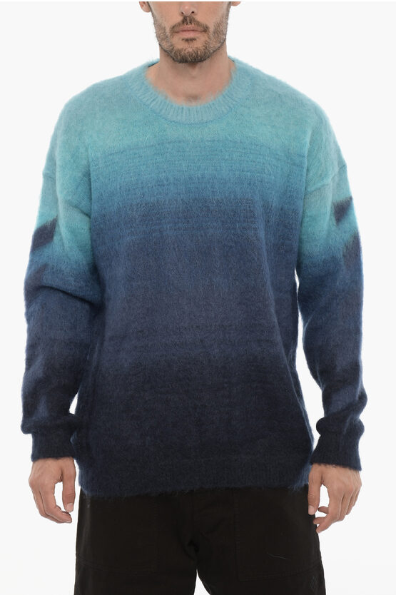 Shop Off-white Gradient Effect Fuzzy Crew-neck Sweater