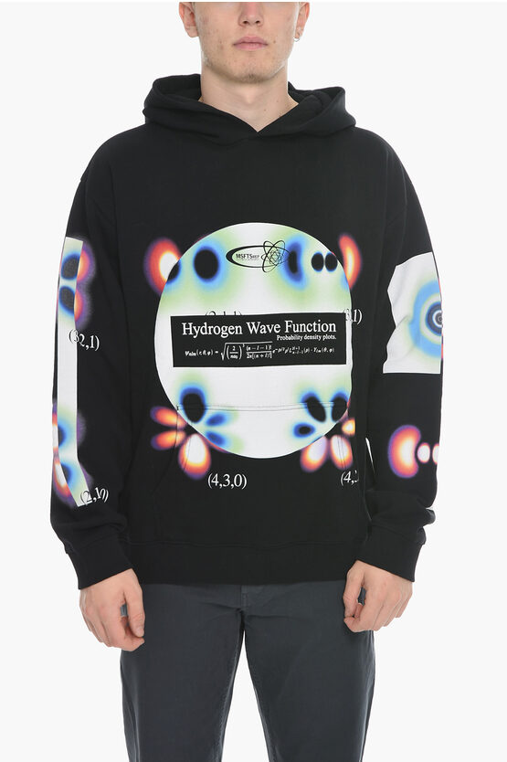 Msftsrep Hydrogen Wave Graphic-print Cotton-jersey Hoody In Black
