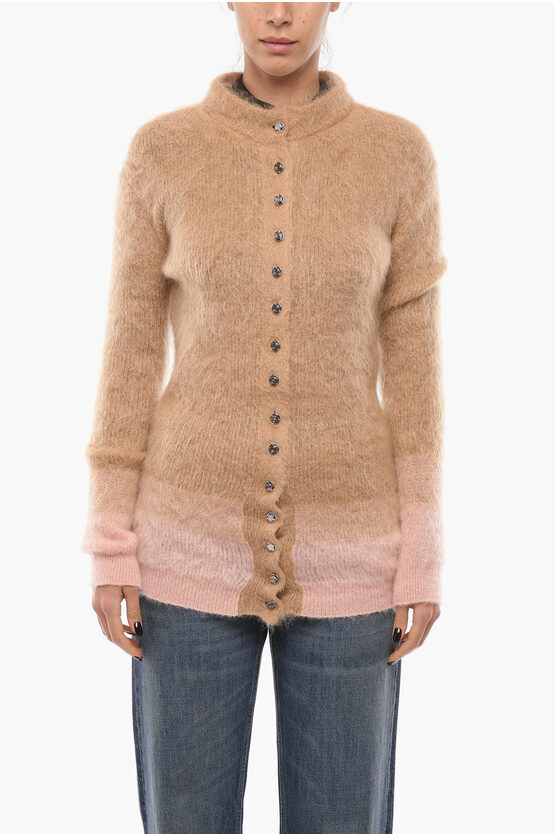 Paco Rabanne Rabanne Woman Cardigan Light Brown Size Xs Mohair Wool, Nylon, Wool In Beige