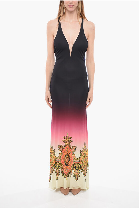 Etro Gradient Longline Dress With Paisley Printed In Multi