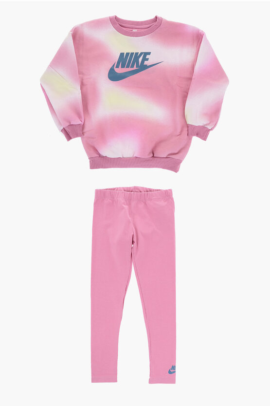 Shop Nike Gradient Sweatshirt Solarized And Leggings Set In Pink