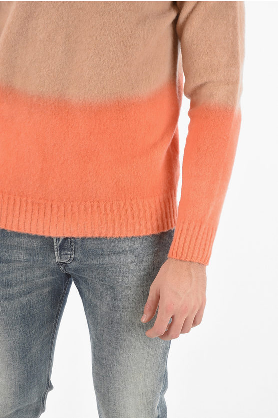 Two-Tone Turtleneck Wool Blend Sweater
