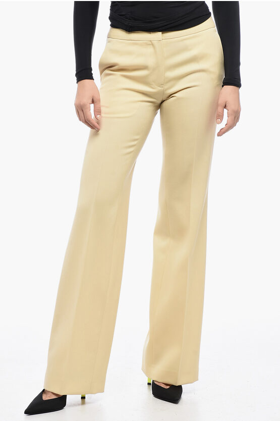 Jil Sander Grain De Poudre Wool Trousers With Front Pleats In Yellow