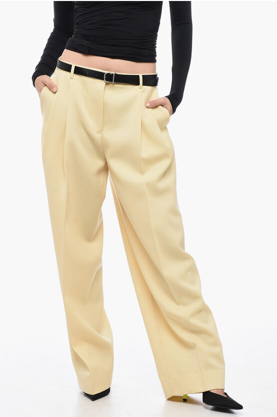 Shop Jil Sander Grain De Poudre Wool Pants With Wide Leg