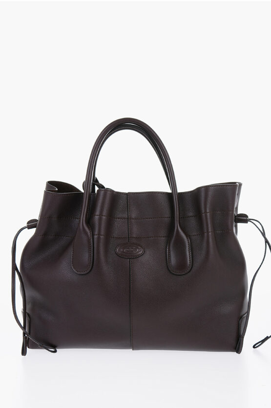 Shop Tod's Grained Leather Bucket Bag With Drawstring