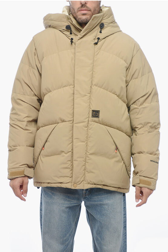 Shop Woolrich Greylock Down Jacket With Velcro Zipped Fastening