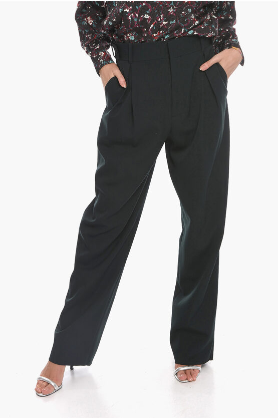 Bottega Veneta Gros-grain Wool Tailored Pants With Single Pleat In Black