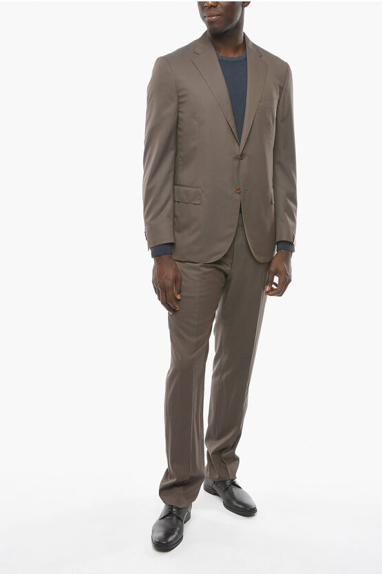 Shop Corneliani Hairline Stripe Leader Soft Suit