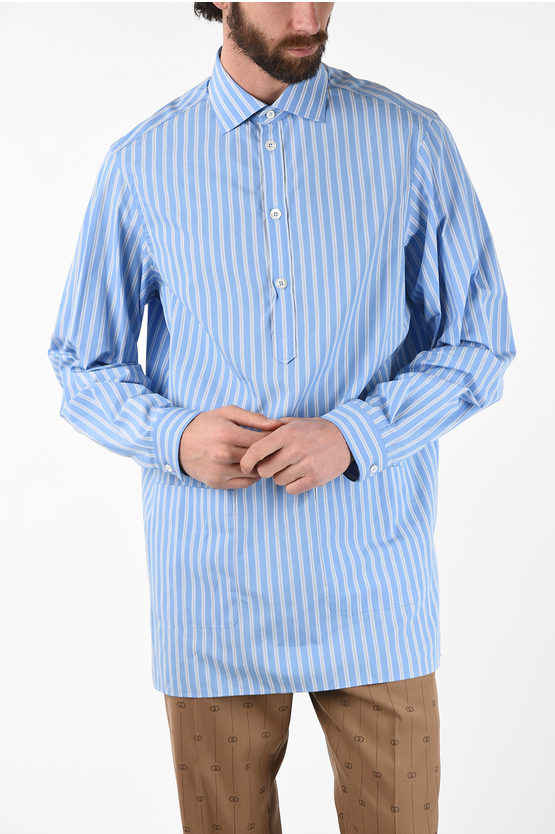 Gucci hairline striped Oversized cossack shirt men - Glamood Outlet