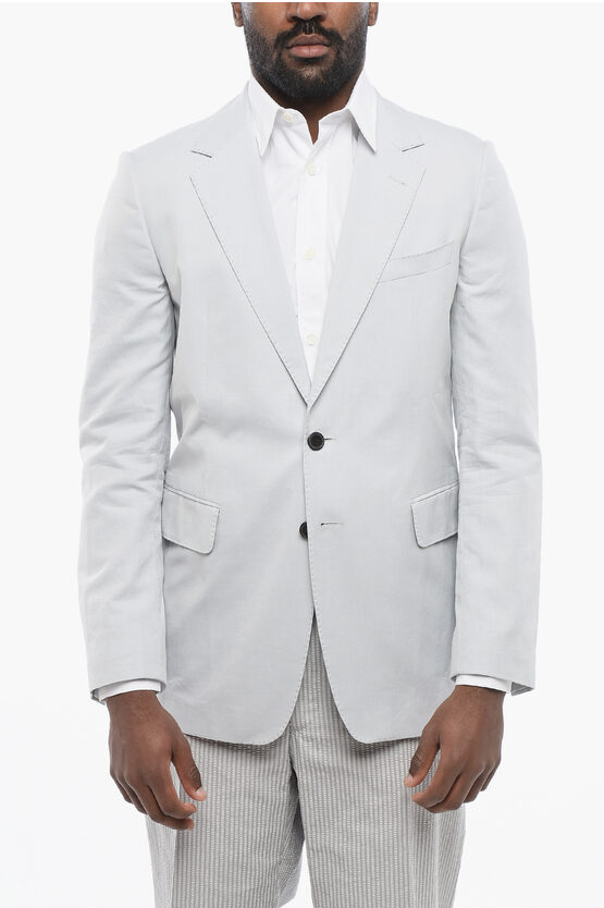 Dries Van Noten Half-lined Beeman Cotton Blazer With Notch Lapel