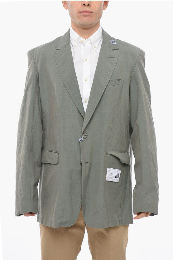 Miharayasuhiro Half-lined Blazer With Crumpled Effect Design In Green