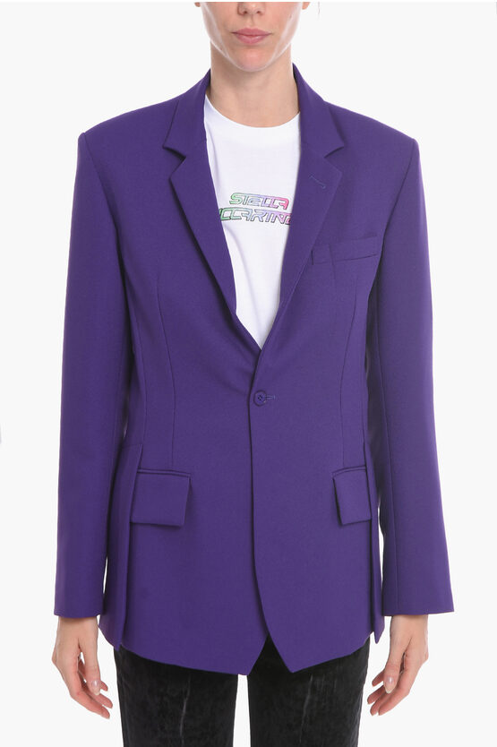 Super Blond Half-lined Blazer With Front Slits In Purple