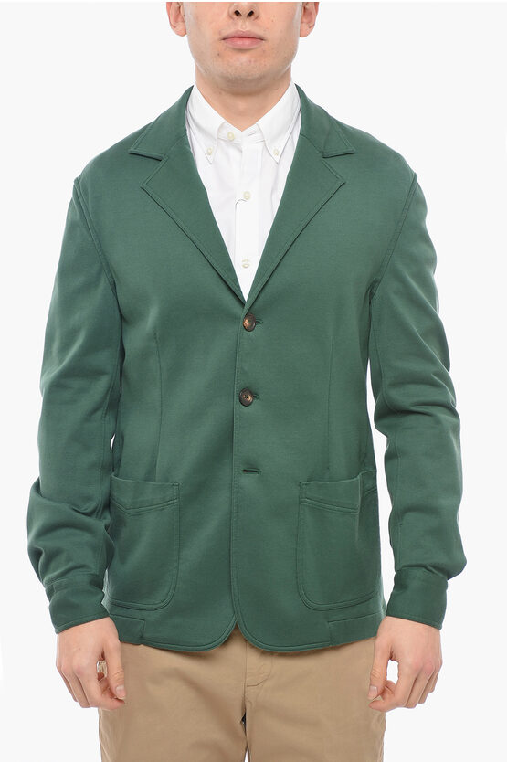 Doppiaa Half-lined Blazer With Patch Pocket In Green
