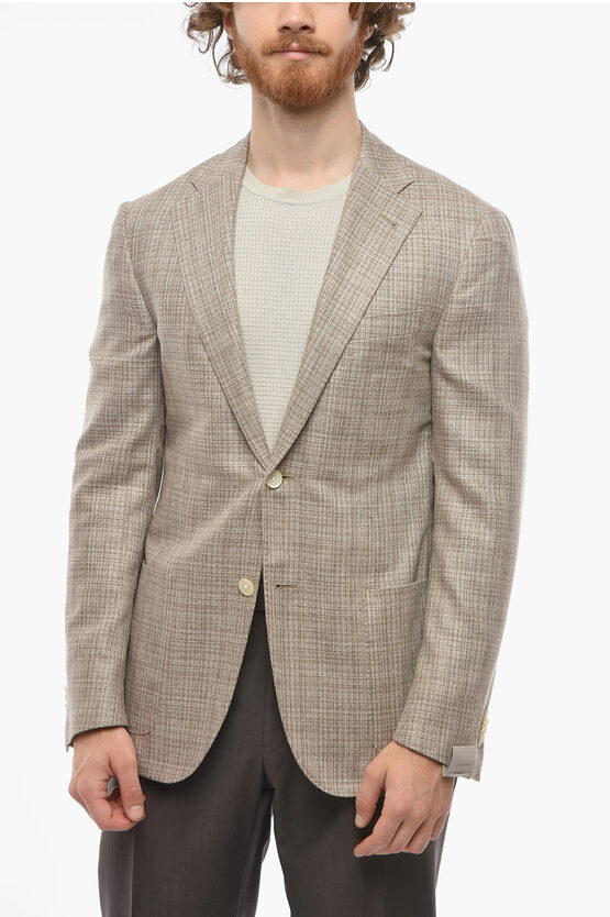 Corneliani Half-lined District Check Silk Blazer