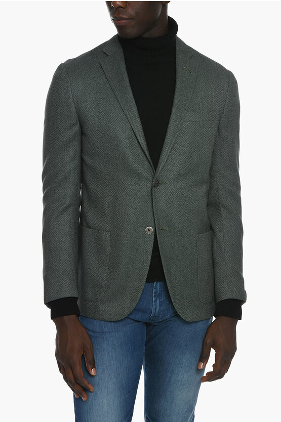 Corneliani Half-lined Gate Cashmere Blend Blazer In Green