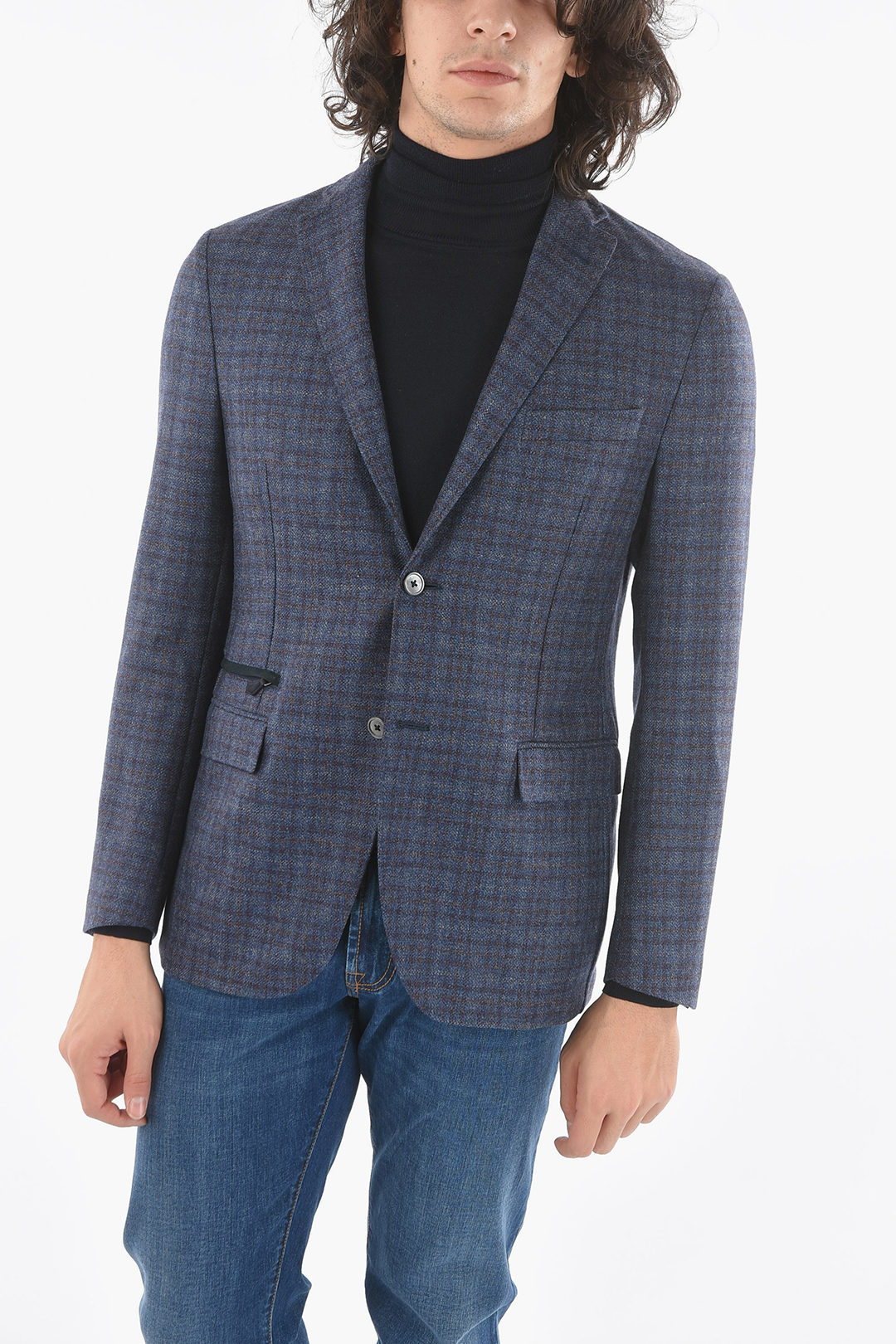 Corneliani Half-Lined GATE Multipocketed Tattersall Blazer 남성