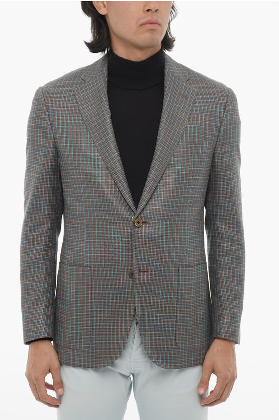 Corneliani Half-lined Leader Blazer With Check Pattern In Gray