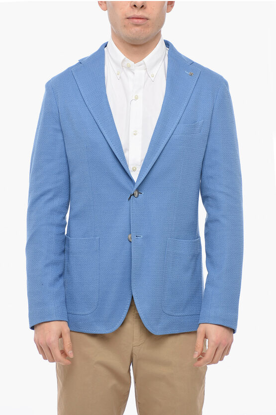 Tagliatore Half-lined Montecarlo Blazer With Rear Slits In Blue