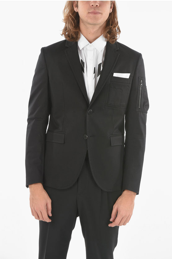 Neil Barrett Half-lined Single-breasted Blazer With Multi-breast-pocket