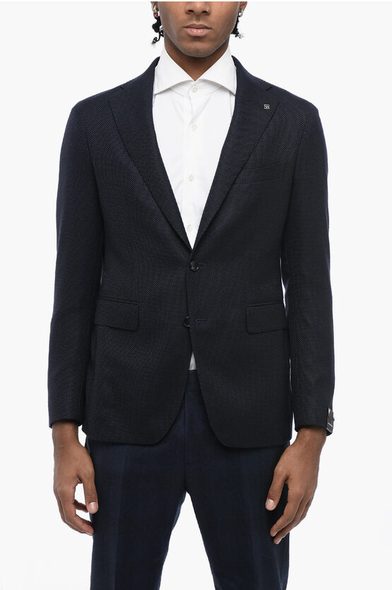 Shop Tagliatore Half-lined Virgin Wool Blazer With Notch Lapel