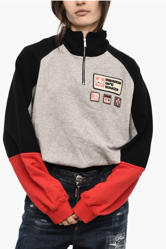 Dsquared2 D2 Athletic Panelled Sweatshirt In Gray