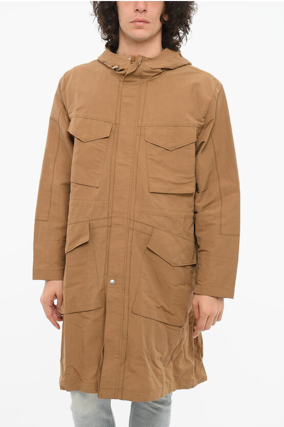 Paul Smith Half-zipped Multipocket Parka With Adjustable Hood In Brown