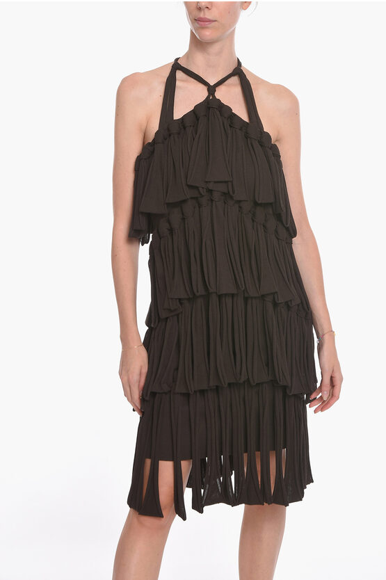 Halter Neck LOOPS Silk Blend Dress