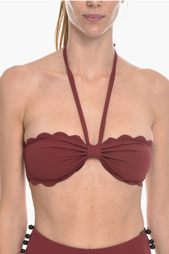 Marysia Scallop-edge Halterneck Bikini Top In Rot