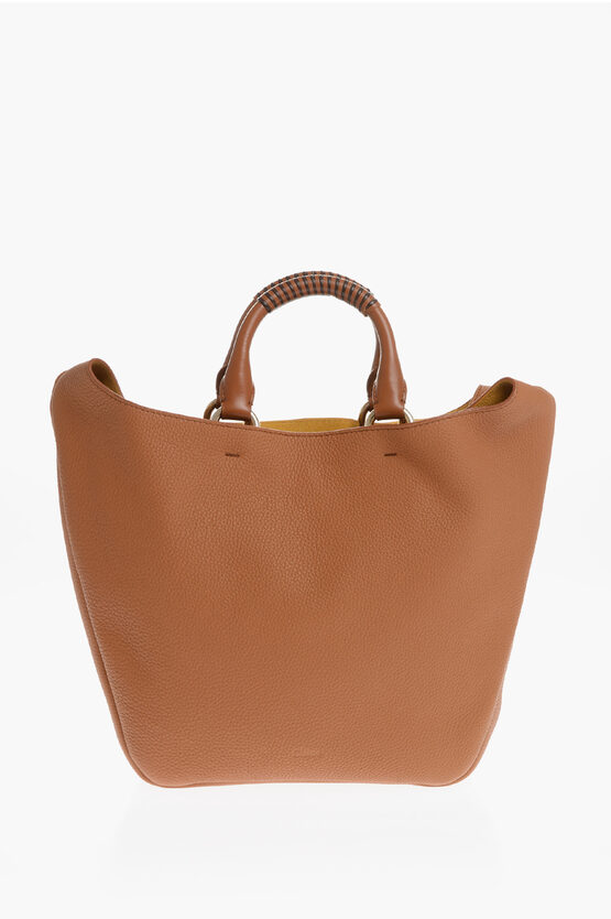 Chloé Hammered Leather Deia Tote Bag With Double Crossed Handle