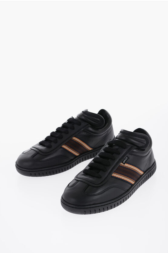 Shop Bally Hammered Leather Loafers With Contrasting Bands