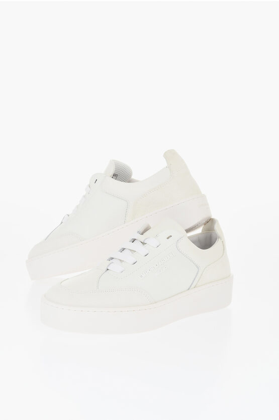 Armani Collezioni Hammered Leather Low-top Sneakers