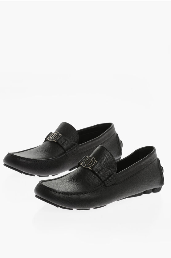 Dior Hammered Leather Odeon Loafers In Black