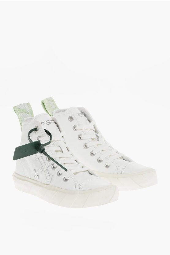 Shop Off-white Hammered Leather Vulcanized High-top Sneakers