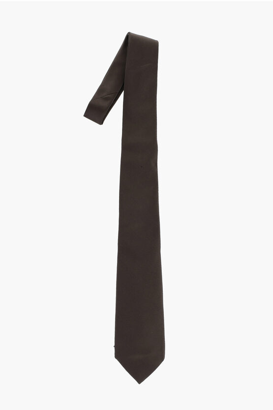 Corneliani Hand Stitched Solid Color Silk Tie In Brown