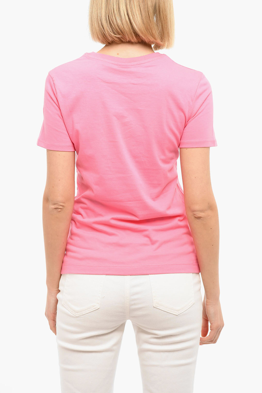 Tシャツ・カットソー PS PAUL SMITH Woman T-Shirt Pink W2RG799NP4610 62 Pale Pink Women's V-Neck Zebra T-Shirt