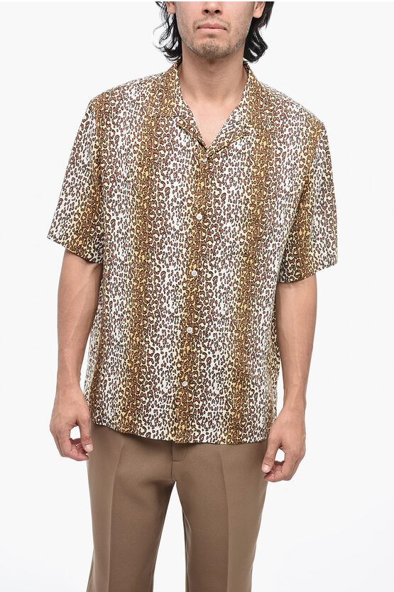 Shop Celine Hawaiian Short Sleeve Shirt With Animal Pattern