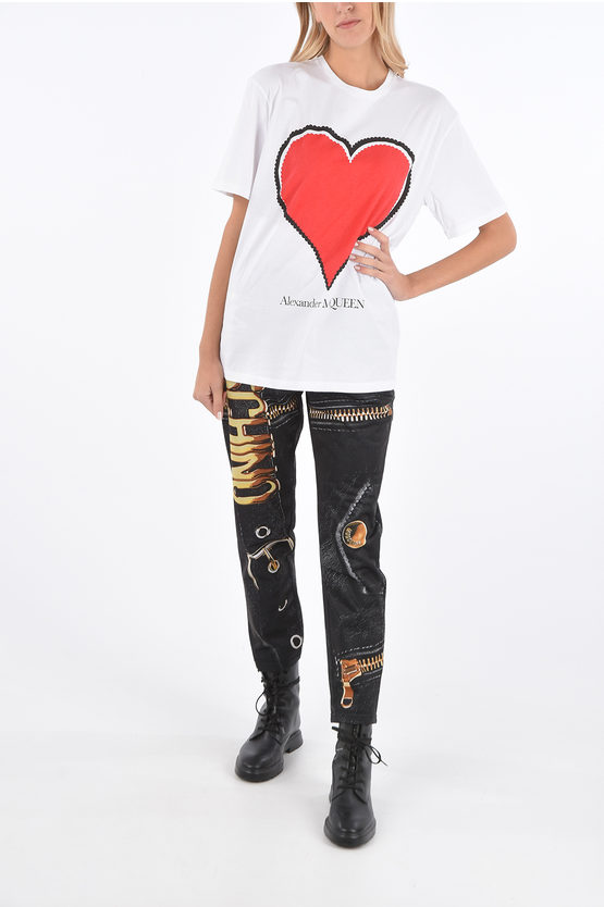 Alexander McQueen heart printed oversized t-shirt women - Glamood