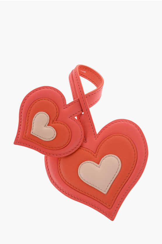 Delvaux Heart-shaped Leather Bag Charm In Red