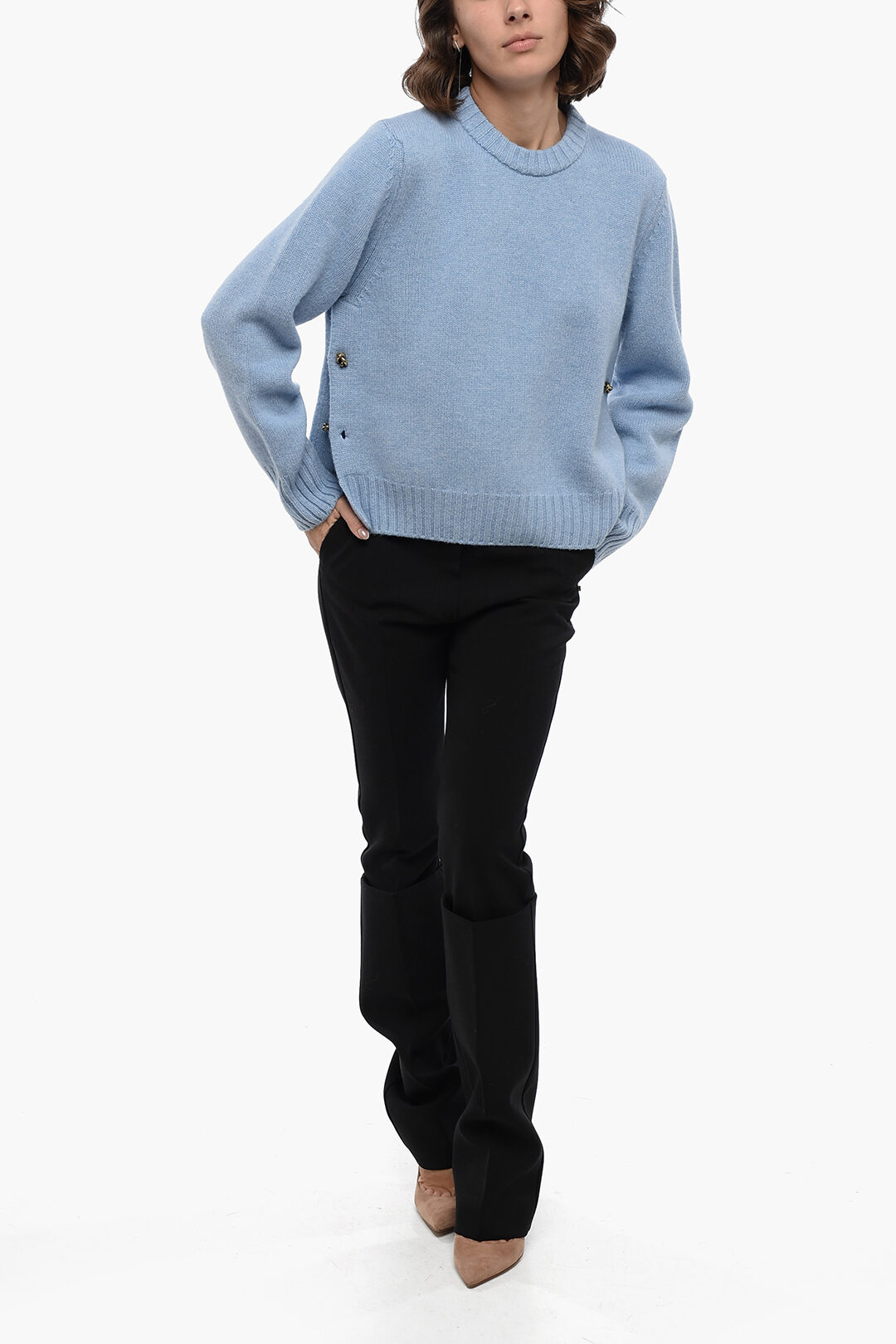 Bottega Veneta Heavy Wool Sweater with Knot Buttons women