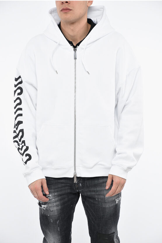 Dsquared2 Herca Hoodie Sweatshirt With Zipped Closure In White