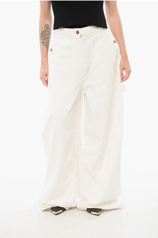 ETRO HERRINGBONE COTTON PALAZZO DENIMS 