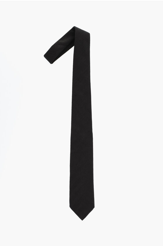 Corneliani Cc Collection Jacquard Cotton Blend Tie In Black