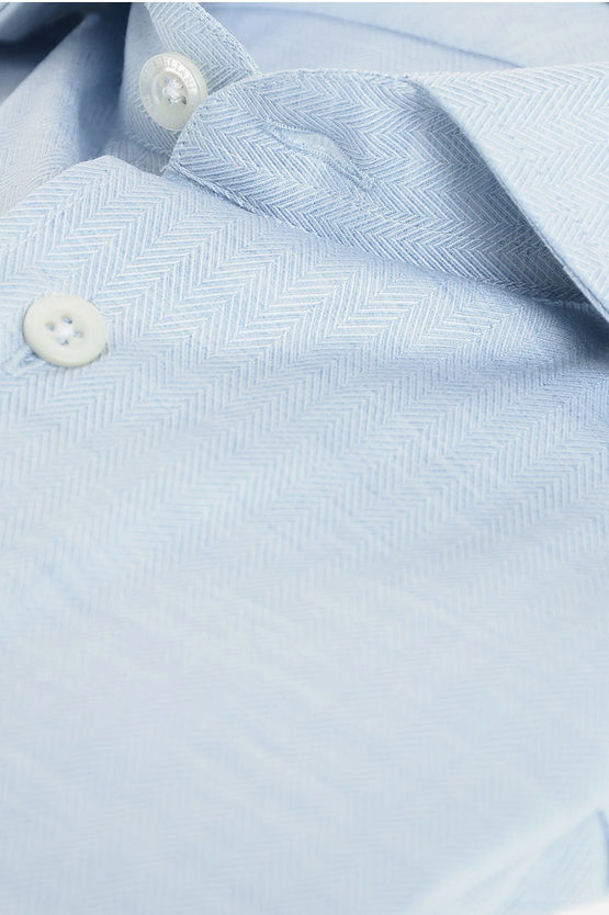 Corneliani Herringbone Spread Collar Shirt men Glamood Outlet