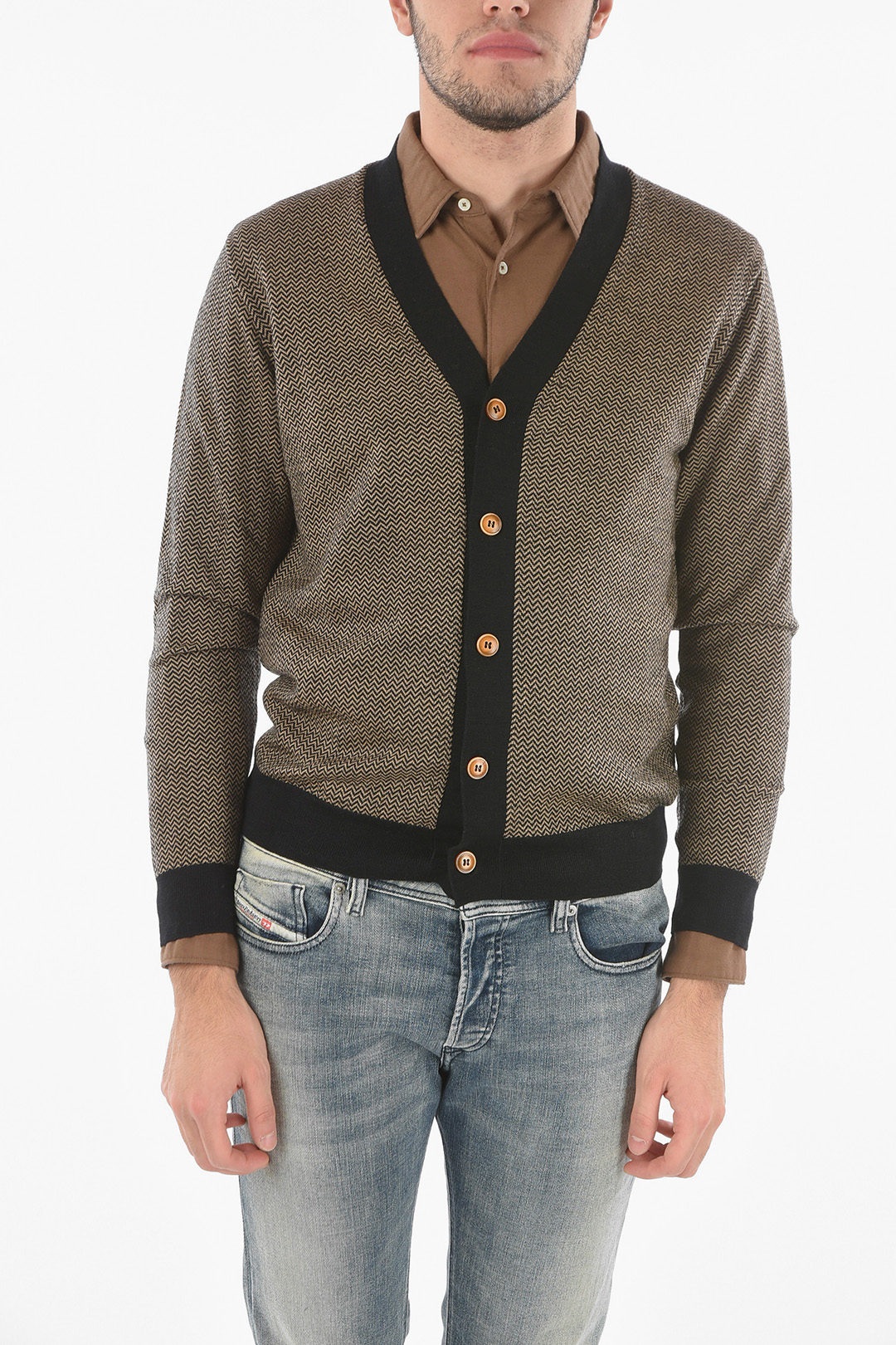 Altea Herringbone Virgin Wool Cardigan men - Glamood Outlet