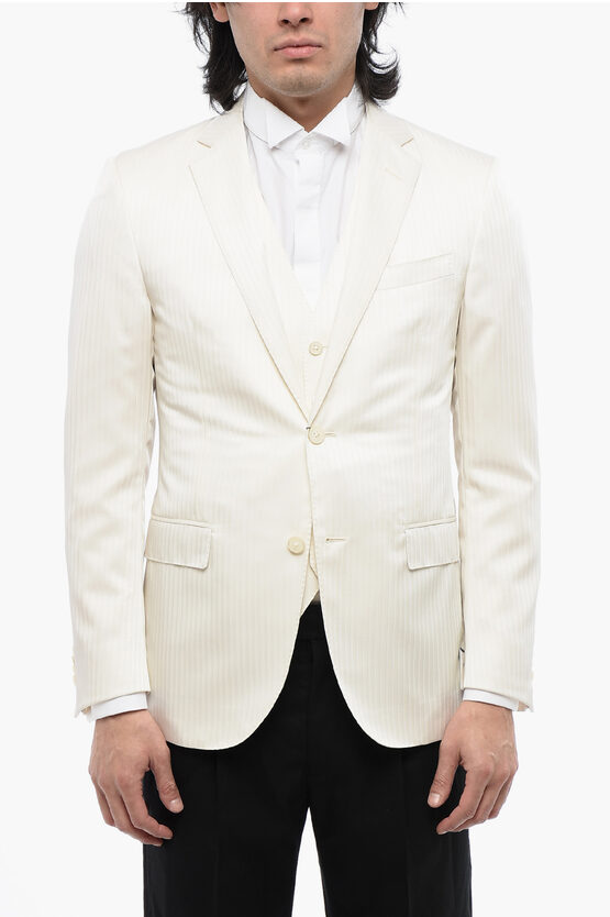 Corneliani Herringbone Wool Blend Academy Blazer And Waistcoat Set