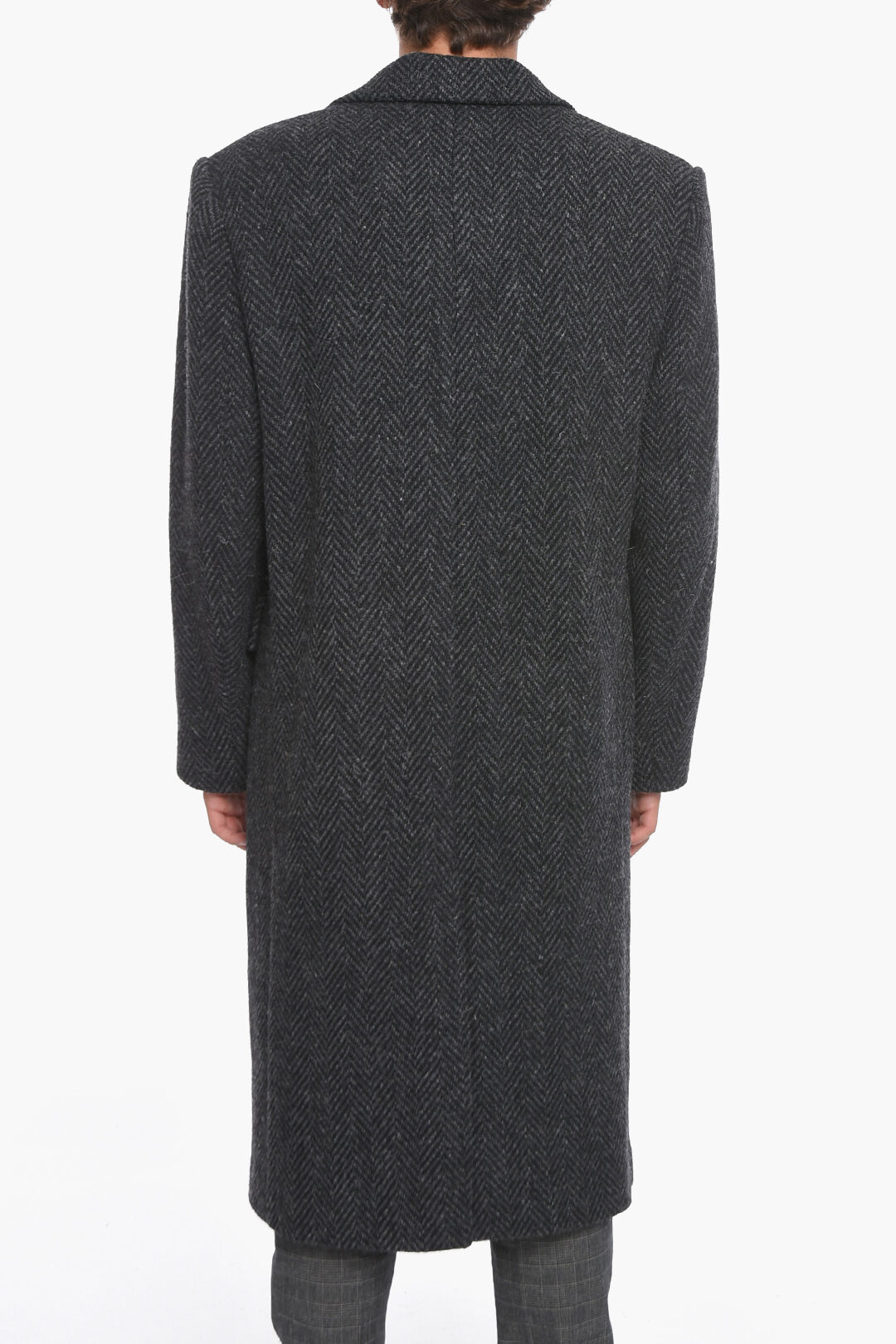 Ami Alexandre Mattiussi Herringbone Wool Coat with Breastpocket men