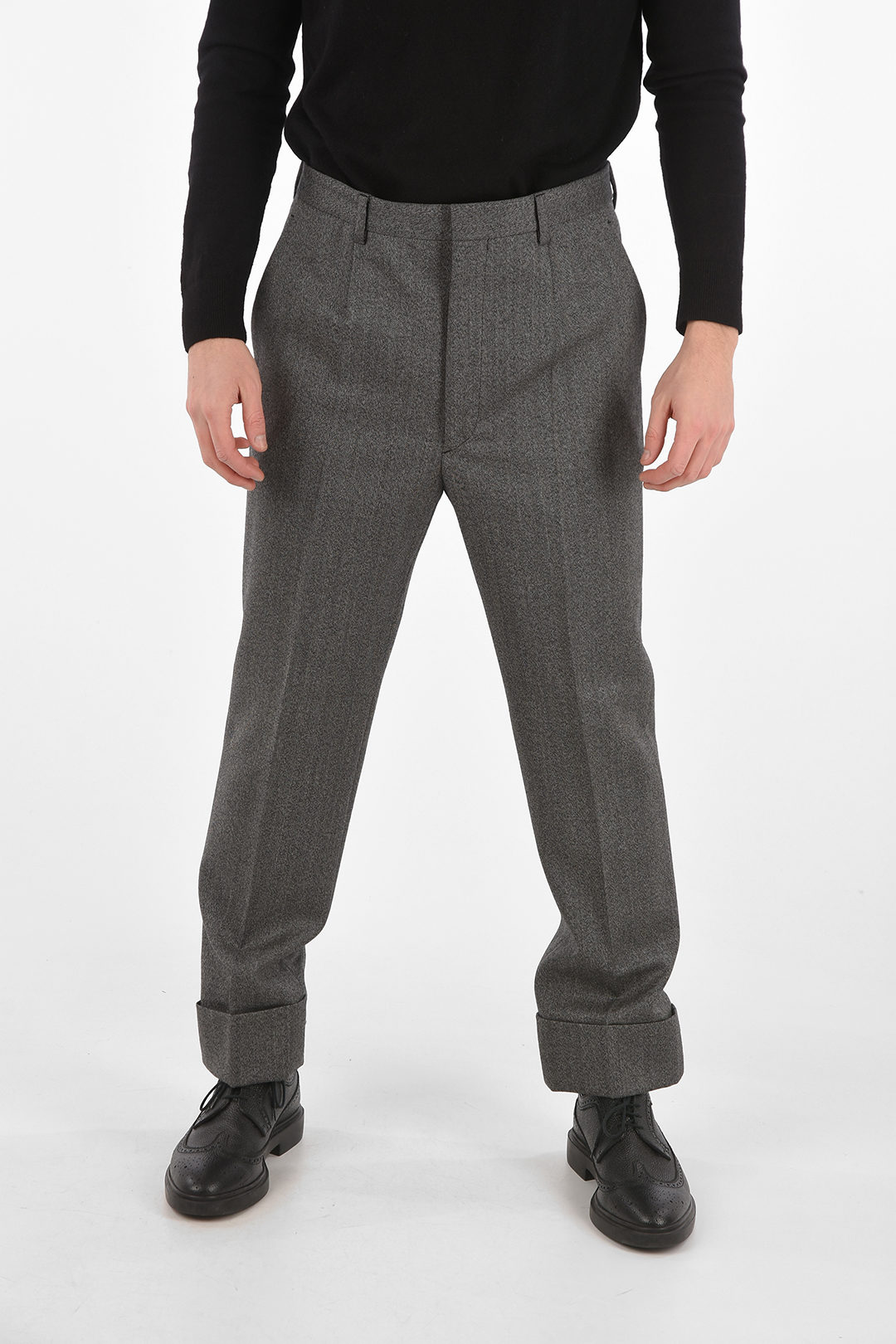 Prada Herringbone Wool Pants with Removable Spats men - Glamood Outlet
