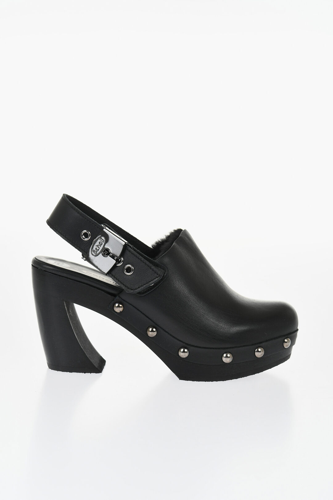HFD Leather Mules with Silver-Effect Studs 10cm