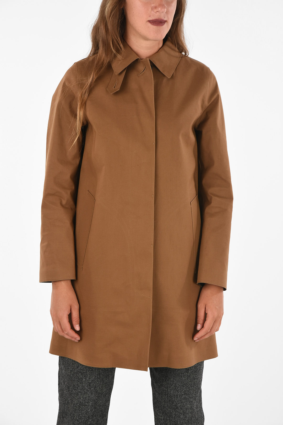 hidden closure balmacaan coat