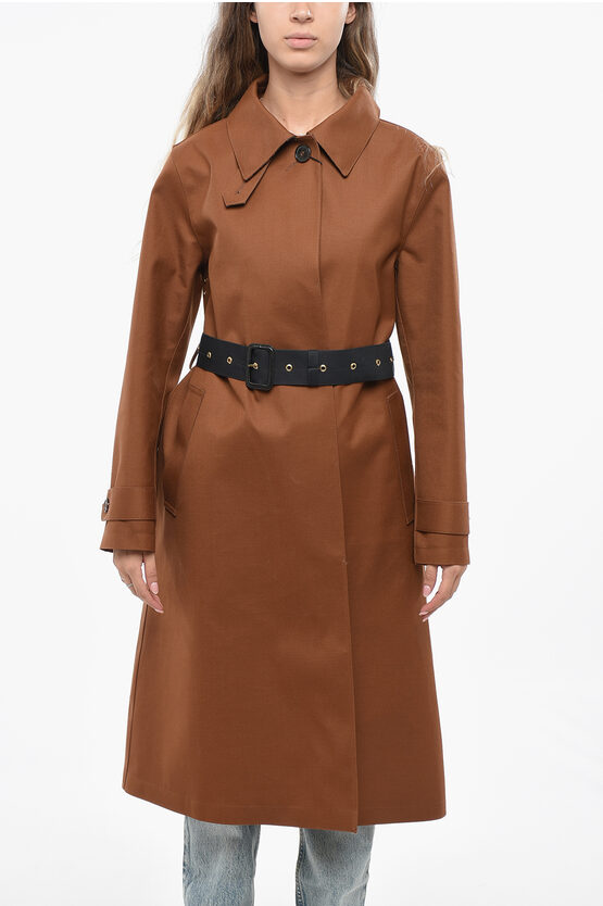Mackintosh Hidden Closure Gabardine Maxi Coat In Brown